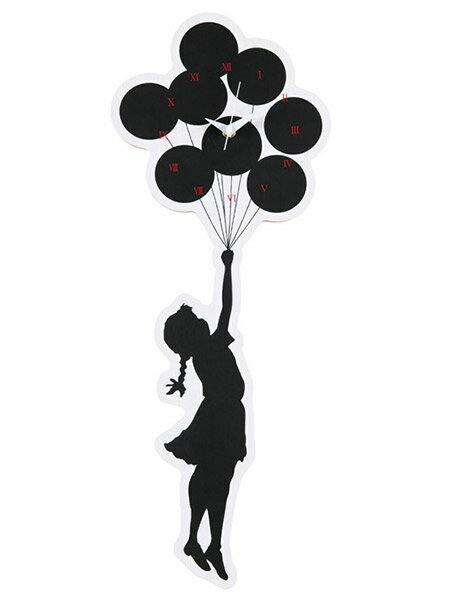 Sync. ウォールクロック 木製 壁掛け時計 アート グラフィック WALL CLOCK "FLYING BALLOONS GIRL" 2nd..