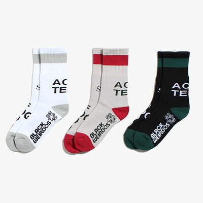 楽天京都印STOREブラックウィドウ BlackWeirdos クルーソックス フリーサイズ 靴下 ラインソックス ロゴ スケーター メンズ ACID SOX -3.COLOR-