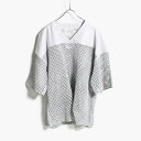 SEVEN BY SEVEN セブンバイセブン メンズ フットボールシャツ トップス Mサイズ 半袖 ゲームシャツ レザーシャツ MACRAME LEATHER FOOTBALL SHIRTS -WHITE-