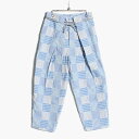 KUON クオン 袴パンツ メンズ ボトムス テーパードパンツ パッチワーク コットン サイズM-L ブルー/青 Stripe Patchwork Hakama Trousers -SAX- _FAIR _FAIR(4)