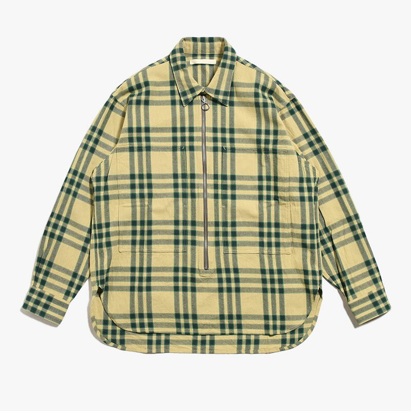 ANEI アーネイ プルオーバーシャツ メンズ トップス ハーフジップシャツ サイズ2-3 チェック柄 長袖 VARU ZIP SHIRT -BEIGE PLAID-のサムネイル
