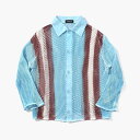 【SALE】Lamrof ラムロフ カーディガン メンズ トップス オーバーサイズ メッシュ フリーサイズ ブルー AMI ART POLO CARDIGAN ...
