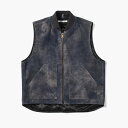 SEVEN BY SEVEN セブンバイセブン レザーベスト スエード ヴィンテージ加工 本革 サイズS/M LEATHER WORK VEST Goat suede Antique finish -NAVY-