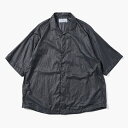 XS.S.M.L サイズ オープンカラーシャツ ナイロンシャツ シャツジャケット メンズ 軽量 半袖 オーバーサイズ 5分袖 無地 25春夏 SH02 -BLA...