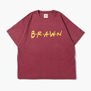 BRAWN ブラウン ヴィンテージ加工Tシャツ トップス メンズ プリント クルーネック ゆったりめ 半袖 ダメージ加工 25春夏 B・R・A・W・N TEE -2.COLOR-