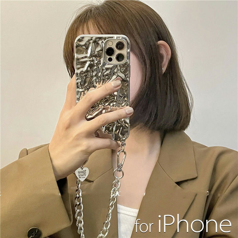 乐天商城 - iPhone14proケース ストラップ付き シルバー iPhone14ケース レザー風 バンド付き iPhone14promax 高級感 大人女子 iphone13ケース 13pro 13promax iphone12ケース 12pro 12promax iphoneケース 携帯カバー レンズ保護 耐衝撃 オシャレ 可愛い 女子 韓国 ins sns メッキ加工