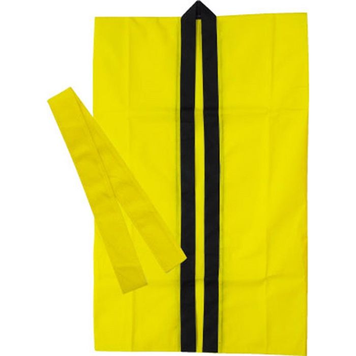 【おまとめ30個セット】ロングハッピ不織布 黄 S (ハチマキ付)