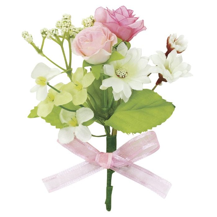 コサージュ・ブーケ手作りセット3種類の花を束ねてリボンをつけると、豪華で素敵なコサージュやブーケが作れます!簡単!豪華!裏の安全ピンで胸に飾れます。安全ピン付※花の種類が写真と異なる場合があります。セット内容/花×3、セロハン(白:140×...