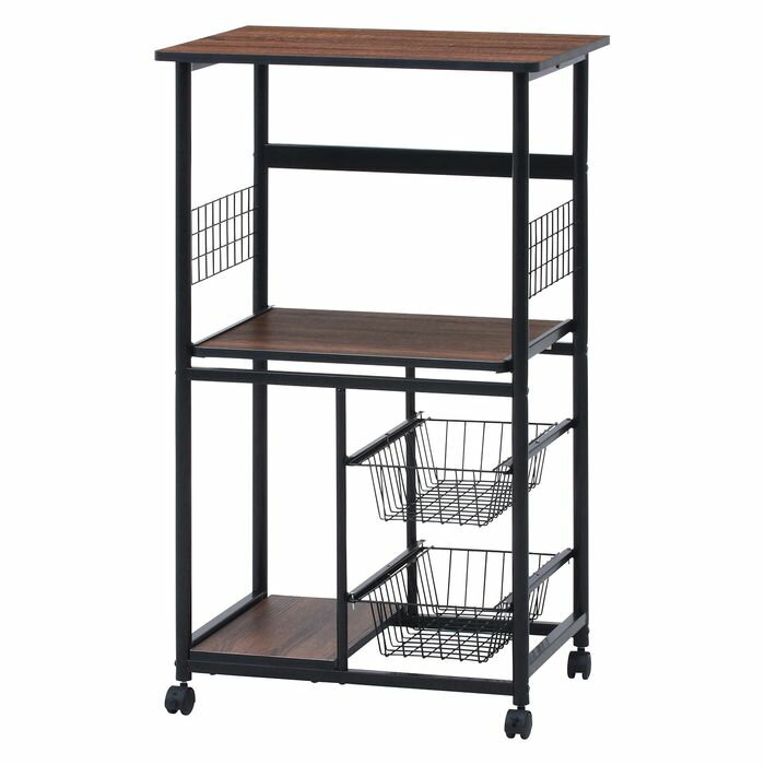 レンジボード レンジワゴン FBCー9812 BK/BR 幅60cm 奥行46cm 高さ103.5cm キッチン 14638 不二貿易