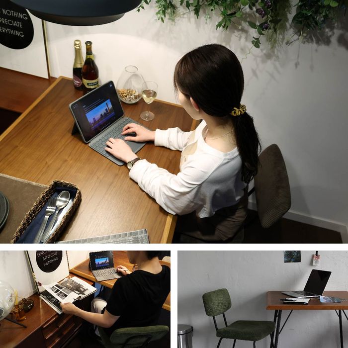 イス チェアー ダイニングチェア コーデュロイ スチール アンティーク風 おしゃれ シンプル RUMMY Steel Chair RUC-3591BE/ベージュ [3]