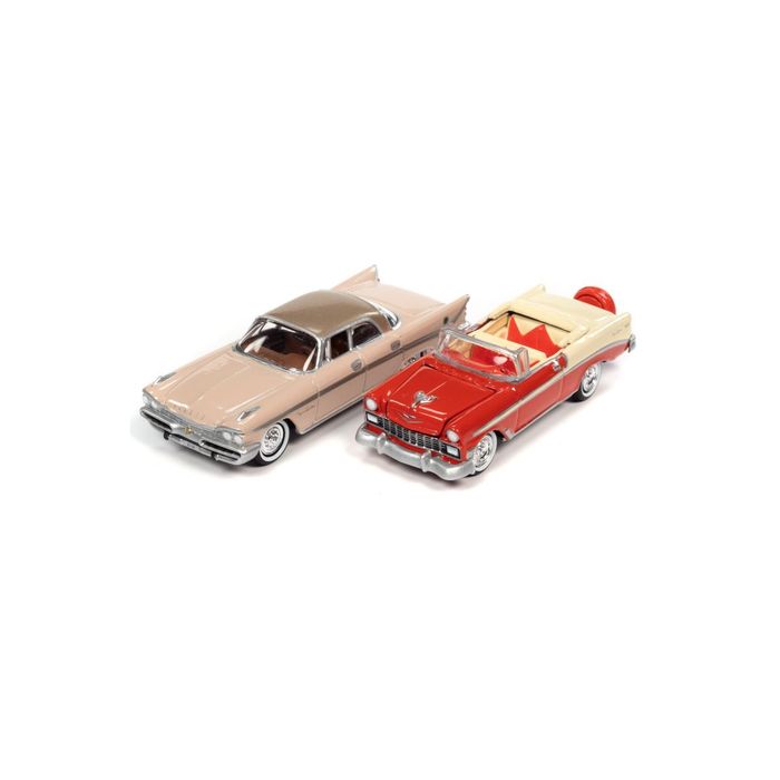 ミニカー JOHNNY LIGHTNING 1/64 50 s & Fin s 2台セット バージョン B (1959 デソート ファイアフライト ピーチ/ブラウン+1956 シェビー ベル エアー レッド/クリーム) (No.JLSP285B) ミニカー 自動車 車 カー 京商ダイキャスト