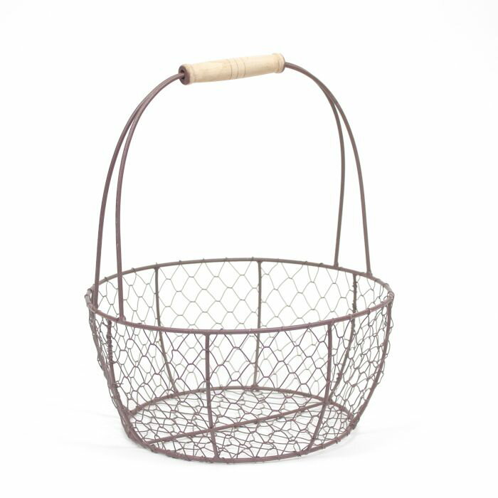 カゴ 籠 カゴ 籠 バスケット 小物入れ 収納 お出かけ シンプル かわいい 鉄 アイアン 金属 村田屋産業 ワイヤーバスケット円型ブラウンL 3095