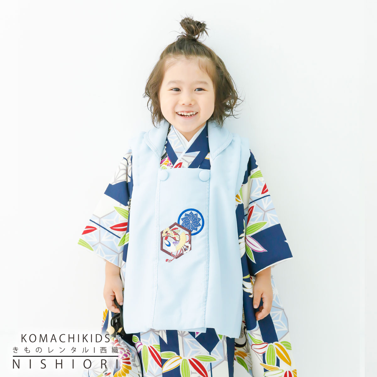 レンタル 七五三 小町Kids 被布コート 三歳 男児 着物 アンサンブル セット フルセット【3歳 貸衣装 子供 男の子 着物セット】お正月【往復送料無料】古...