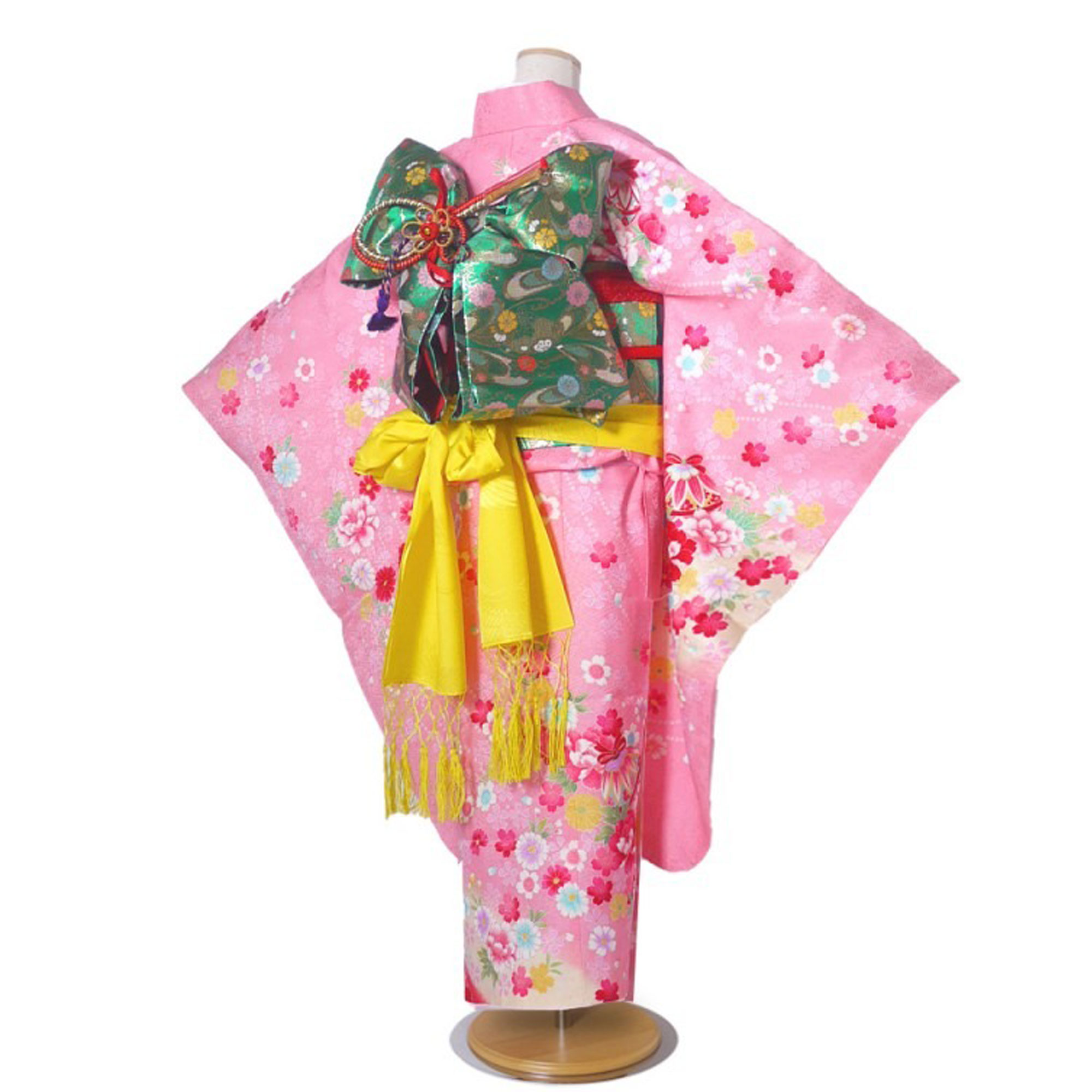 七五三 レンタル 正絹 四つ身 着物 花ひめ ブランド フルセット【7歳 貸衣装 七歳 7才】子供 女児 和服 セット 古典 和柄【往復送料無料】ピンク 赤 新品足袋プレゼント 2