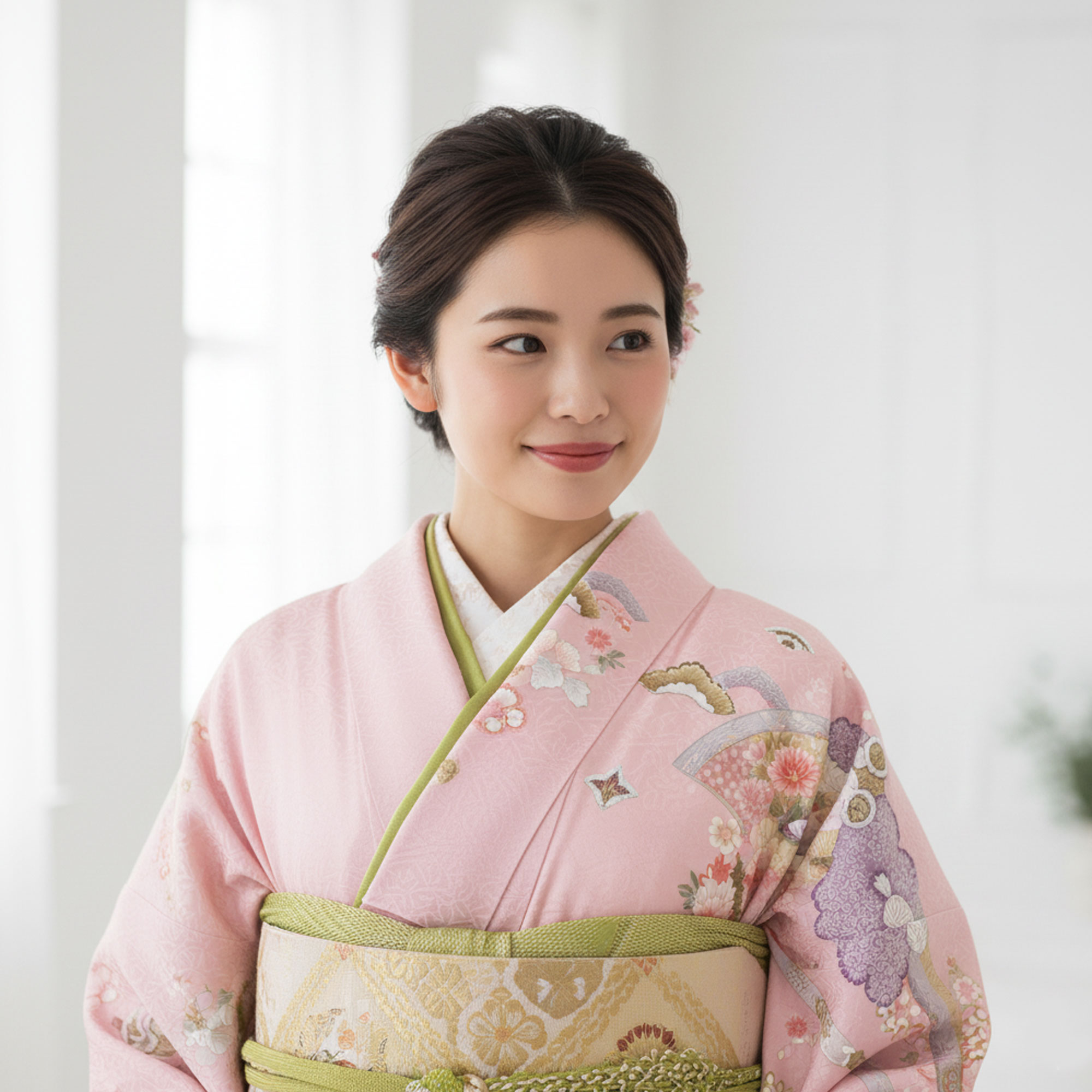 レンタル 訪問着 フルセット 着物 レンタル【卒業式 七五三 結婚式 お宮参り 貸衣装】ピンク 熨斗紙 松 牡丹【往復送料無料】