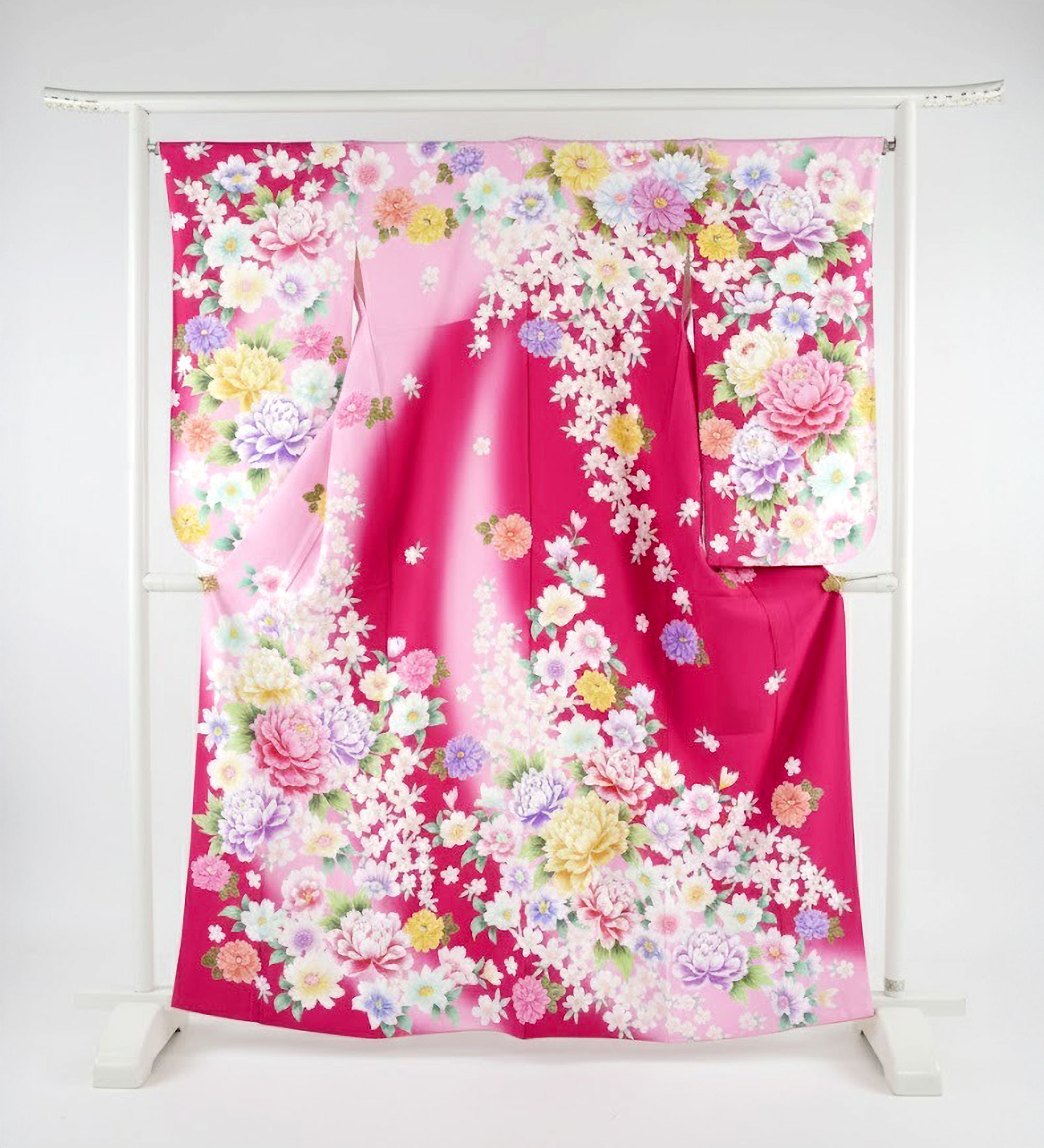 【レンタル】ジュニア 着物 袴 フルセット 【袴SSサイズ】【143cm〜148cm】十三参り 卒業式 貸衣装 晴れ着 小学生 ピンク 絵羽柄 古典 グリーン No.269