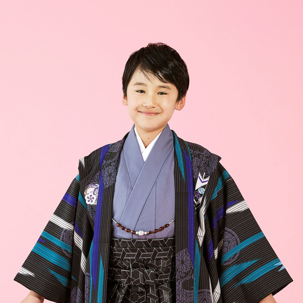 【楽天スーパーSALE!クーポン配布中】九重 男児 着物 と 袴 フルセット レンタル 小学生 卒業 貸衣装 卒業式 黒 紺 青【往復送料無料】