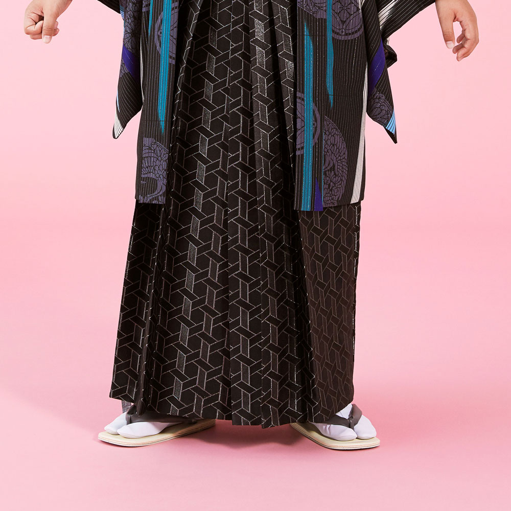【楽天スーパーSALE!クーポン配布中】九重 男児 着物 と 袴 フルセット レンタル 小学生 卒業 貸衣装 卒業式 黒 紺 青【往復送料無料】