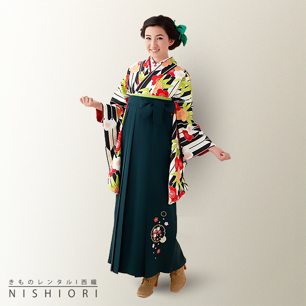 2尺袖 着物 袴 フルセット レンタル 【貸衣装・卒業式・二尺袖】【夢千代】袴・袴【Mサイズ】【黒 白 ピンク 古典】【ジュニア袴(小学生)対応可】【往復送料無料】