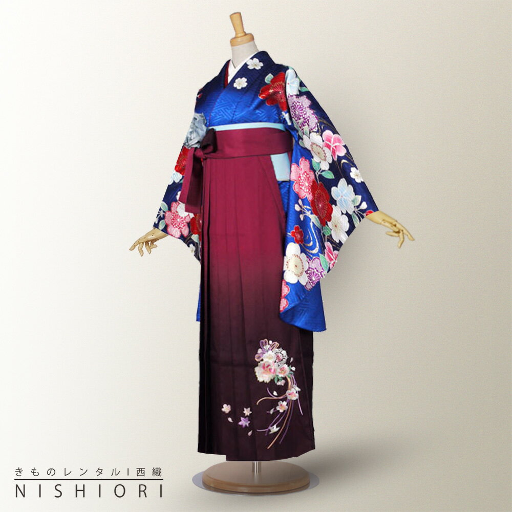 二尺袖 着物 袴 フルセット レンタル 【貸衣装 卒業式 大学生】 LLサイズ 【大きいサイズ 高身長向け】..