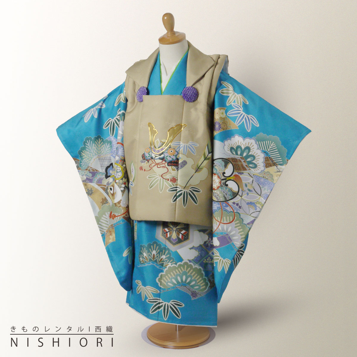 レンタル 七五三 陽気な天使 被布コート 三歳 男児 着物 アンサンブル フルセット【3歳 貸衣装 子供 男の子 着物セット】お正月 卒業式【往復送料無料】 新...