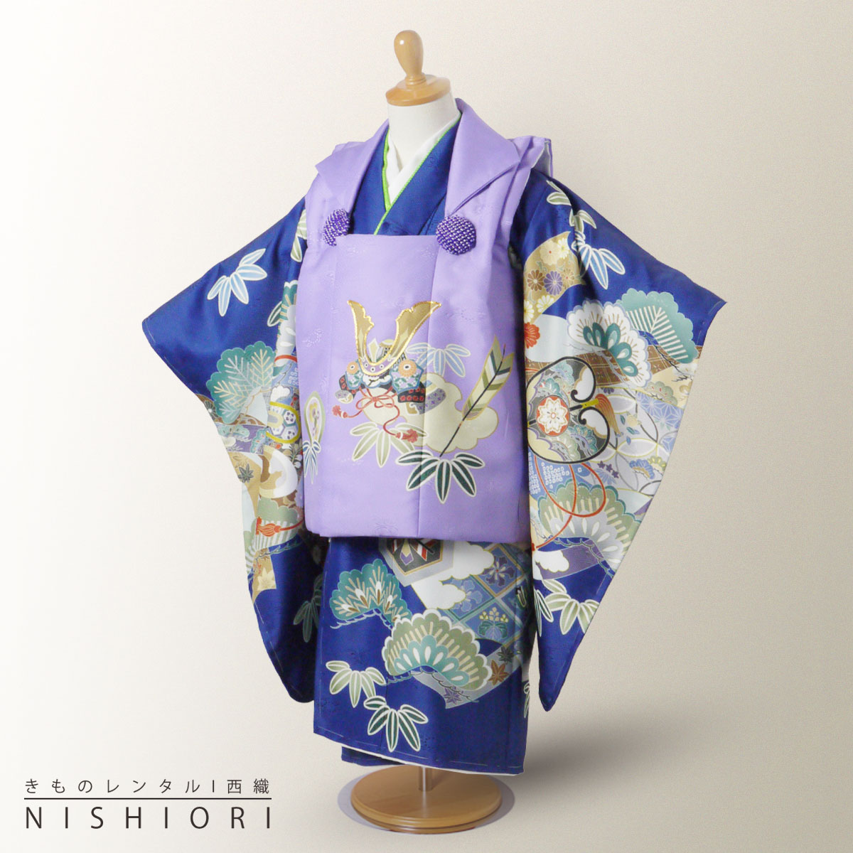 レンタル 七五三 陽気な天使 被布コート 三歳 男児 着物 アンサンブル フルセット【3歳 貸衣装 子供 男の子 着物セット】お正月 卒業式【往復送料無料】 新...