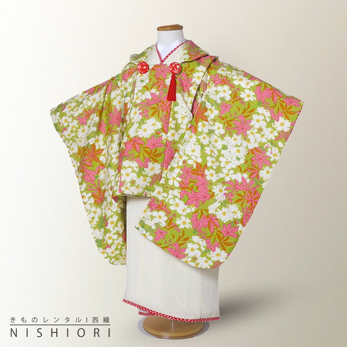 七五三 レンタル 女の子 3歳 着物 被布 753着物 フルセット 着物レンタル 貸衣装 七五三 三歳 子供着物 女児 子ども 結婚式 和装榛原（はいばら） ブランド古典 黄緑 黄色【往復送料無料】No.3222 新品足袋プレゼント
