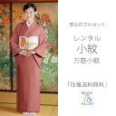 レンタル 万筋小紋 着物 フルセット 結婚式 お宮参り 入学式 卒業式 法事 オシャレ着 貸衣装【往復送料無料】縞模様 えんじ