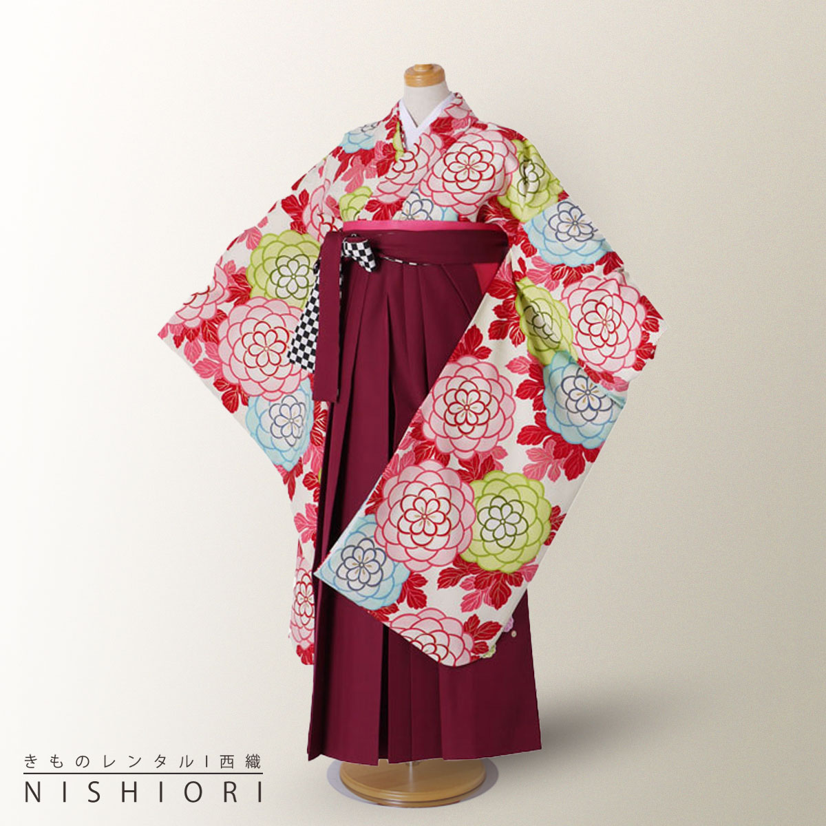 紅一点 ジュニア サイズ ブランド 二尺袖 着物 と袴 フルセット レンタル 往復送料無料 貸衣装・卒業式..