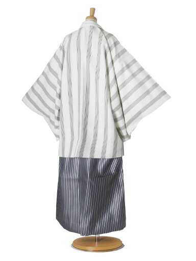 レンタル 男性 羽織 袴 フルセット【メンズ 男子 男着物】成人式 結婚式 貸衣装 クール系 白 グレー LLサイズ