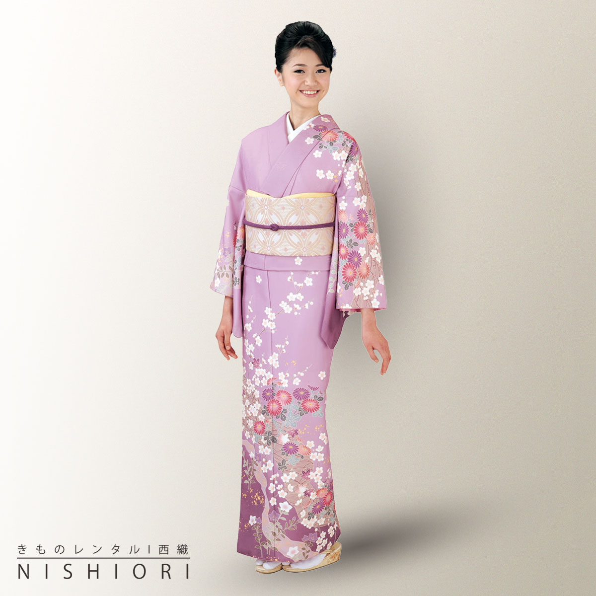レンタル 訪問着 フルセット 着物 レンタル HL アッシュ・エル ブランド 安心セット【卒業式・七五三・結婚式・お宮参り・貸衣装】紫 パープル【往復送料無料】