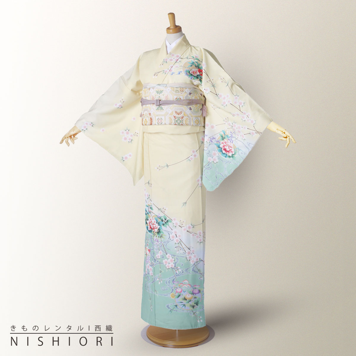レンタル 訪問着 フルセット 着物 レンタル【卒業式 七五三 結婚式 お宮参り 貸衣装】黄色 桜【往復送料無料】