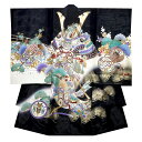 レンタル 【夏用 絽】正絹 男児 産着 兜 黒 ブラック お宮参り 着物 帽子 よだれかけ セット【男の子 貸衣装 和服 祝い着 初着 産着 往復送料無料】かっ...