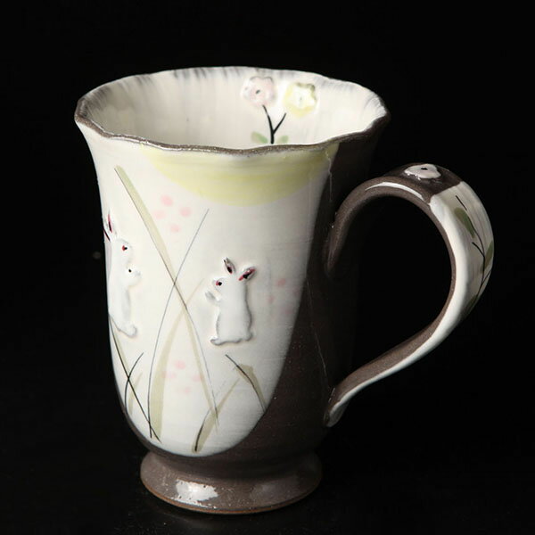 【ギフト】京焼・清水焼　うさぎ　マグカップ　景春窯【和食器】【京都】【手書き】