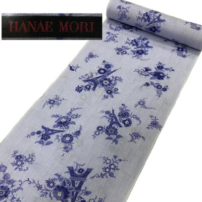 ゆかた 反物 未仕立て ブランド モリ・ハナエ ライトブルー 浴衣 和裁 本染め モダン YUKATA ユカタ 長さ12.5m 幅39cm 本染浴衣 ゆかた反物 女性用 レディース 単品 綿100% エッフェル塔 水色 青 浴衣反物 レトロ 単衣きもの 夏きもの 日本製 森英恵 送料無料