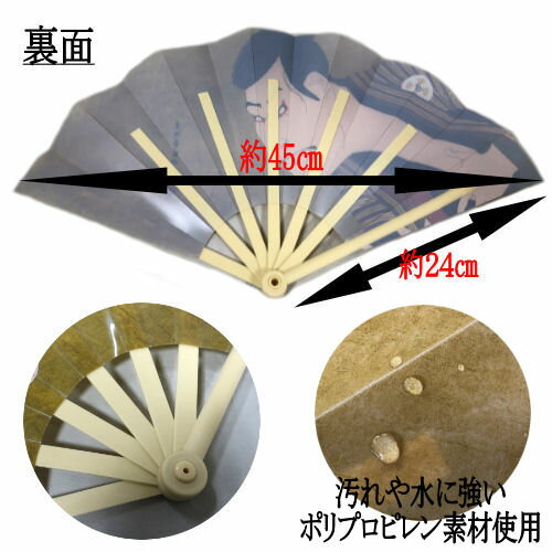 扇子 写楽 防滴 浮世絵 防滴扇子 24cm 2柄 1本 和装小物 和雑貨 せんす ポリプロピレン 和柄 古典 贈り物 プレゼント お土産 和雑貨 記念品 伝統絵柄 海外でも大人気 三世大谷鬼次 市川鰕蔵 歌舞伎 ネコポス便対応商品