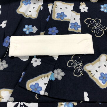 【送料無料】ゆかた こども サンリオ ハローキティ 浴衣 女の子 黒 ブラック 110cm 5才から6才用 子供 日本製生地使用 綿 夏 祭り 着物 ジュニア キッズ かわいい おしゃれ 人気 じんべい キティちゃん はろうきてい 適応身長105cm〜115cm