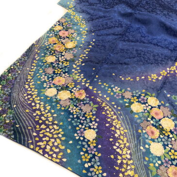 【送料無料】本振袖 お仕立て上がり 成人式 正絹 袷仕立て ラメ仕様 桜 水色 ブルー 古典柄 振袖 日本製 礼装 フォーマル おしゃれ カジュアル 卒業式 袴 結婚式 披露宴 パーティ 正装 着物 和装 和服 呉服 たとう紙付き 単品 さくら 青