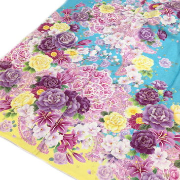 【送料無料】本振袖 お仕立て上がり 成人式 正絹 袷仕立て 身巾広め 薔薇 百合 水色 ブルー モダン柄 振袖 日本製 礼装 フォーマル おしゃれ 卒業式 袴 結婚式 披露宴 パーティ 正装 着物 和装 和服 呉服 たとう紙付き 単品 バラ ばら