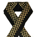 刺繍半衿 「市松模様」 洗える刺繍衿 半襟 刺繍衿 半衿 市松柄 黒地 ブラック ゴールド 金 格子柄 長襦袢 振袖 留袖 成人式 結婚式 披露宴 入学式 卒業式 袴 訪問着 付下げ おしゃれ 和装小物 礼装用 フォーマル ポリエステル ママ振袖 日本製 送料無料