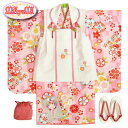 七五三 着物 3歳 女の子被布セット マユミブランド 濃淡ピンク市松グラデーション 桜 金彩使い 被布桜刺繍白色 雛祭り 正月 足袋付フルセット