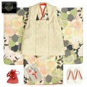 七五三 着物 3歳 女の子 被布セット 式部浪漫KAGURA(かぐら)ブランド 緑 百花 被布黄緑麻の葉柄 雛祭り 正月 足袋付セット 日本製