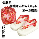 七五三 草履バッグ(きんちゃく)セット 3歳から5歳用 友禅染赤色 五色桜文様 うさぎ柄 金彩ちりめん生地