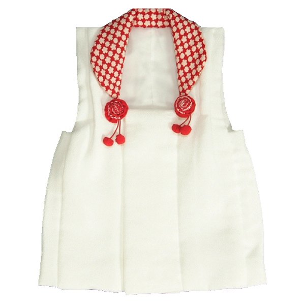 被布 着物 七五三 3歳 白色地 衿赤小桜柄 ひな祭り お正月 日本製