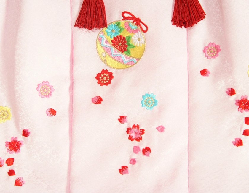 七五三 3歳から5歳用 正絹被布草履きんちゃくセット 草履ピンク 被布ピンク地 足袋付きセット 日本製