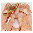 七五三着物用祝い帯　7歳用　ピンク　桜流水柄　飾り紐付き　大サイズ　日本製 その1