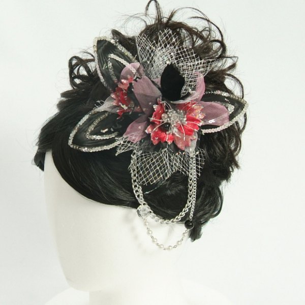 髪飾り　成人式　振袖　七五三着物　卒業袴　ドレスにも使えます　ピンクレッド　ブラック　コームタイプ　日本製