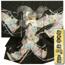 お宮参り 着物 男の子 絹100% 正絹初着 黒色地 鷹 紫牡丹 流れ絵巻 刺繍使い 菊桐菱地紋 丹後産紋意匠生地 日本製