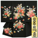 お宮参り 着物 女の子 絹100% 正絹初着 黒地 千紫万紅 金駒刺繍 手描き 手染め ちりめん生地 日本製