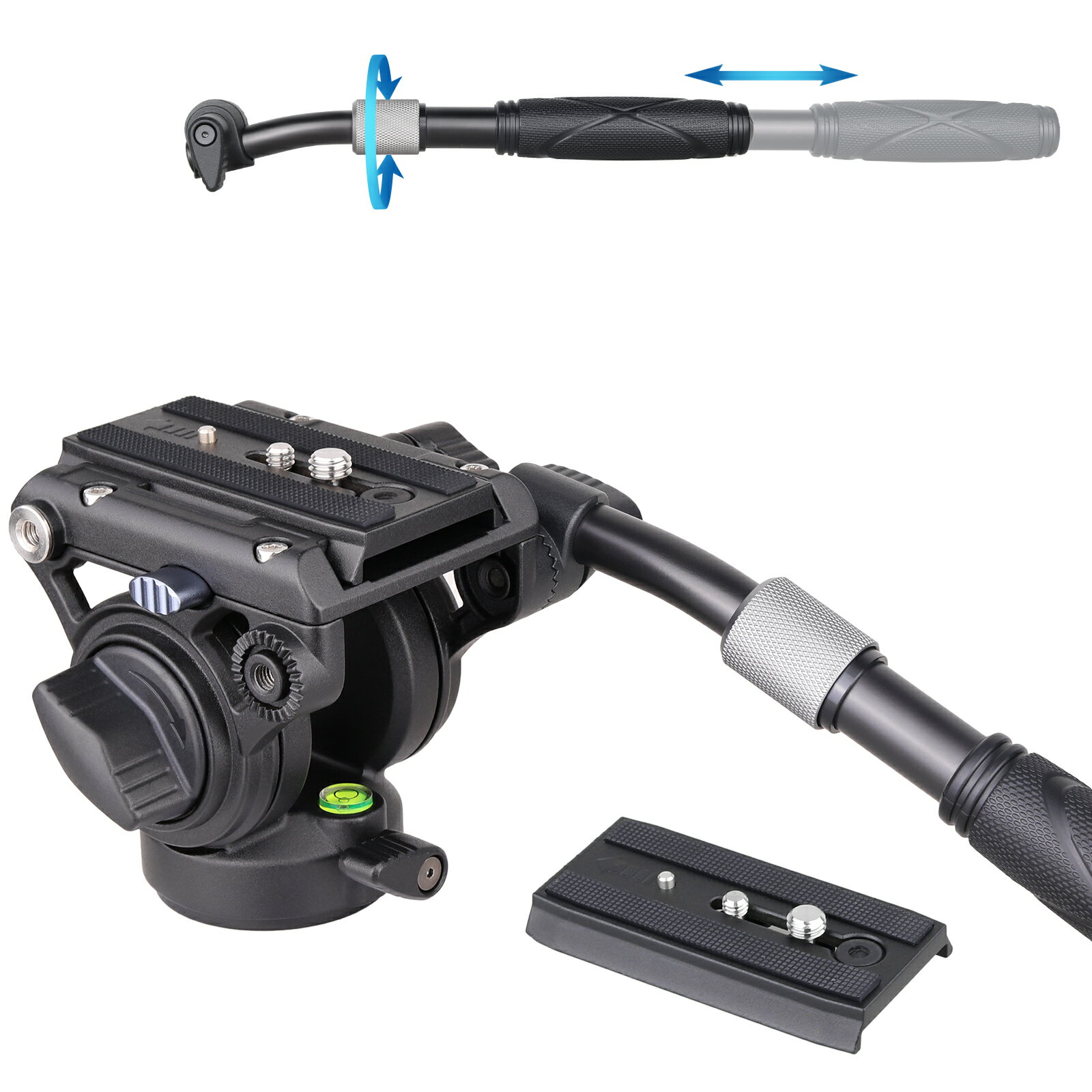 ARTCISE フルードカメラビデオ雲台 アルミニウム合金製 コンパクト 軽量 三脚・一脚用 2ウェイ雲台 予..